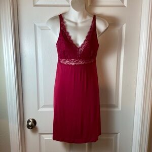 Soma V Neck Slip Red Dress  Lace Detail Bodice XS